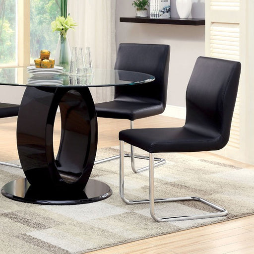 LODIA I Black Round Table - U&U Home Budget Furniture (Carteret, NJ)