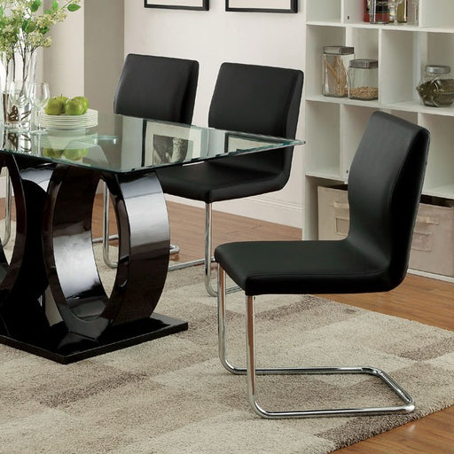 Lodia 7 Pc Dining Table Set Black - U&U Home Budget Furniture (Carteret, NJ)