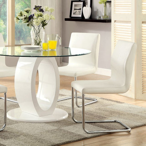 LODIA I White Round Table - U&U Home Budget Furniture (Carteret, NJ)