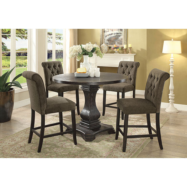 Izzy Gray/Antique Black Counter Ht. Chair, Gray (2/CTN) - U&U Home Budget Furniture (Carteret, NJ)