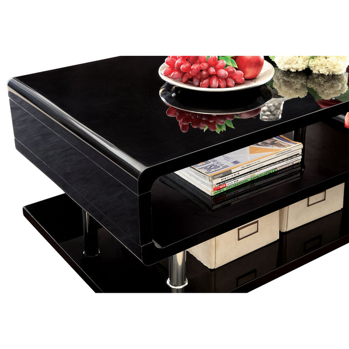 Ninove Black/Chrome End Table - U&U Home Budget Furniture (Carteret, NJ)