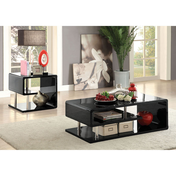 Ninove Black/Chrome End Table - U&U Home Budget Furniture (Carteret, NJ)