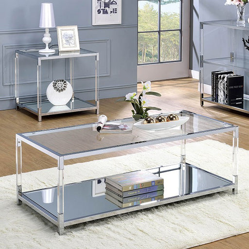 Ludvig Chrome/Clear Coffee Table - U&U Home Budget Furniture (Carteret, NJ)