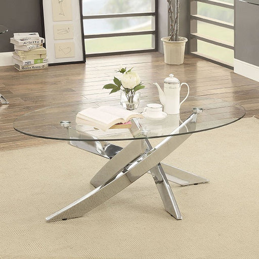 LAILA Chrome Coffee Table - U&U Home Budget Furniture (Carteret, NJ)