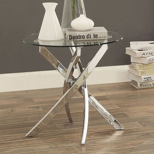 LAILA Chrome End Table - U&U Home Budget Furniture (Carteret, NJ)