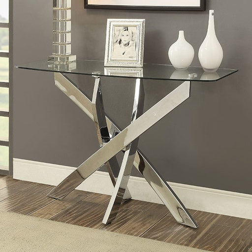 LAILA Chrome Sofa Table - U&U Home Budget Furniture (Carteret, NJ)