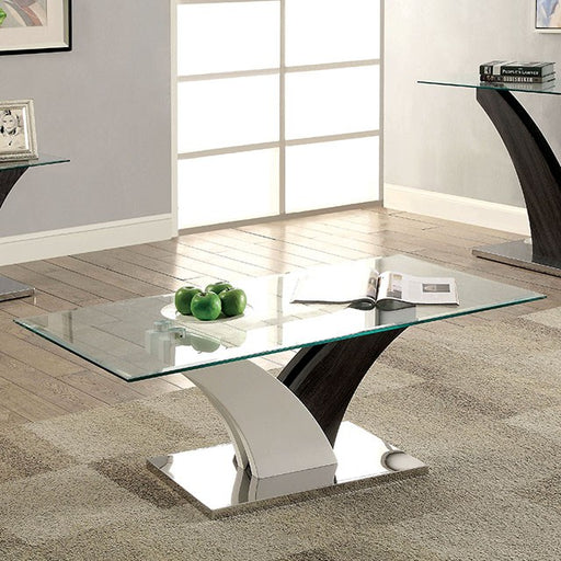 SLOANE White/Dark Gray/Chrome Coffee Table - U&U Home Budget Furniture (Carteret, NJ)