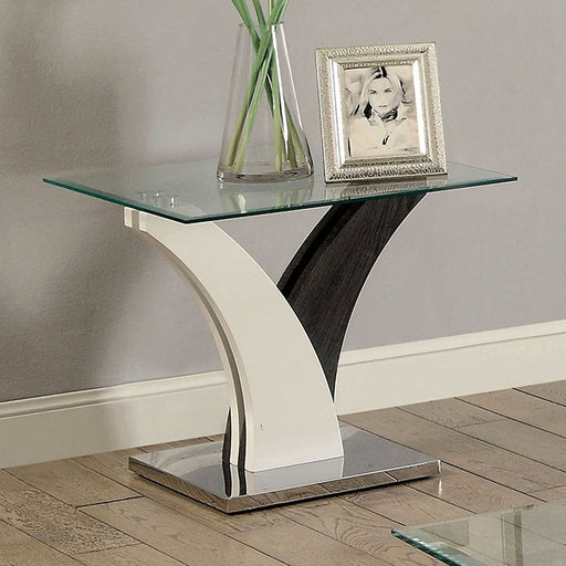 SLOANE White/Dark Gray/Chrome End Table - U&U Home Budget Furniture (Carteret, NJ)