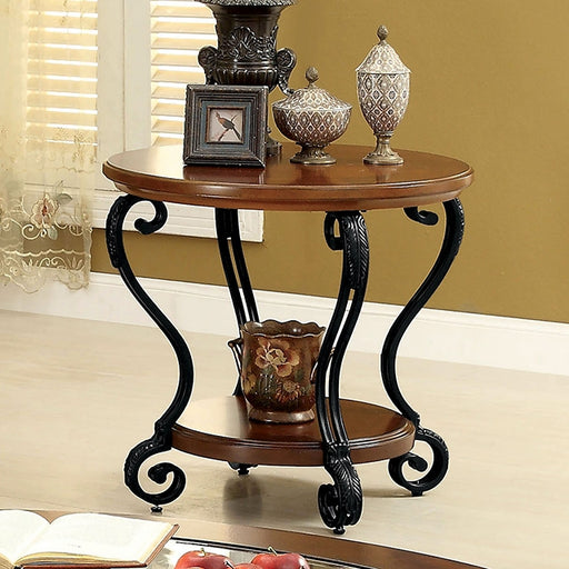MAY Brown Cherry End Table - U&U Home Budget Furniture (Carteret, NJ)