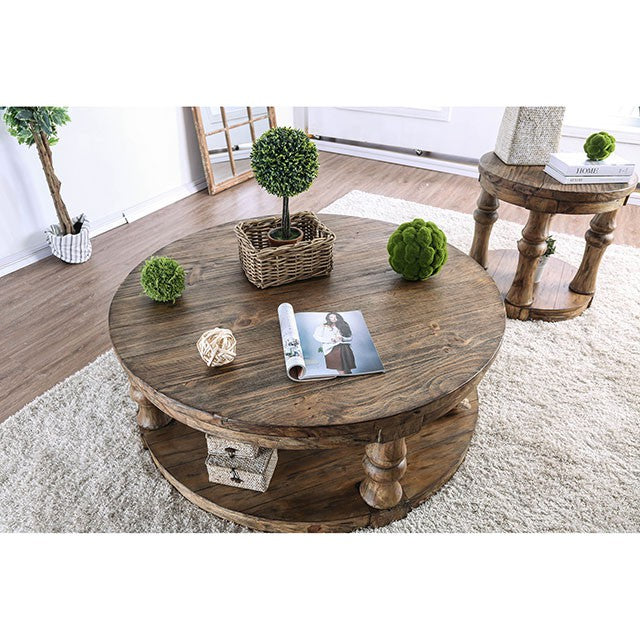 Mika Antique Oak End Table - U&U Home Budget Furniture (Carteret, NJ)