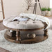 Mika Antique Oak Coffee Table w/ Cushion Top - U&U Home Budget Furniture (Carteret, NJ)