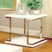 MEDA White/Chrome End Table, White - U&U Home Budget Furniture (Carteret, NJ)