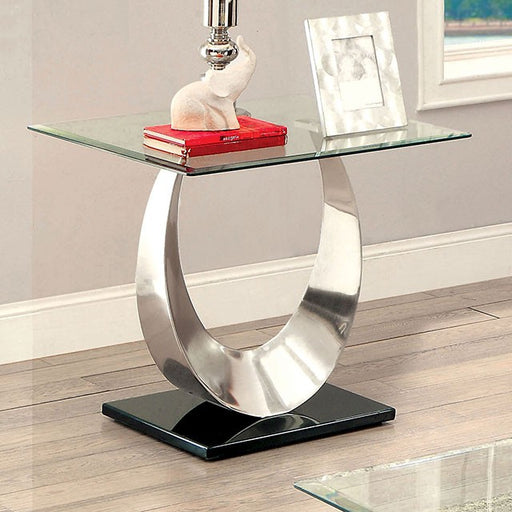 ORLA II Satin Plated/Black End Table - U&U Home Budget Furniture (Carteret, NJ)