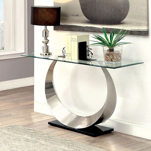 ORLA II Satin Plated/Black Sofa Table - U&U Home Budget Furniture (Carteret, NJ)