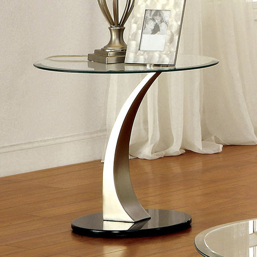 VALO Satin Plated/Black End Table - U&U Home Budget Furniture (Carteret, NJ)
