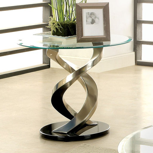 NOVA Satin Plated/Black End Table - U&U Home Budget Furniture (Carteret, NJ)