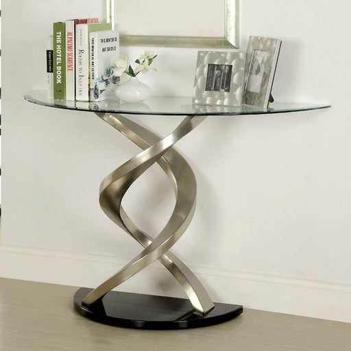 NOVA Satin Plated/Black Sofa Table - U&U Home Budget Furniture (Carteret, NJ)