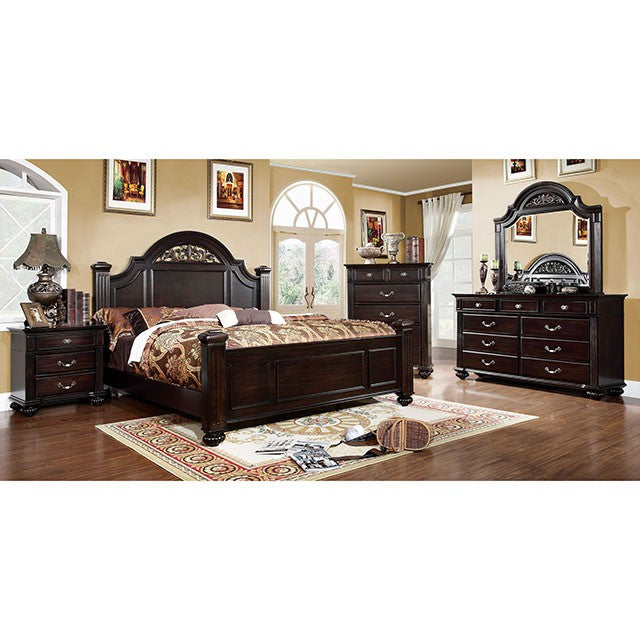 Syracuse Bed Cherry & Grey - U&U Home Budget Furniture (Carteret, NJ)