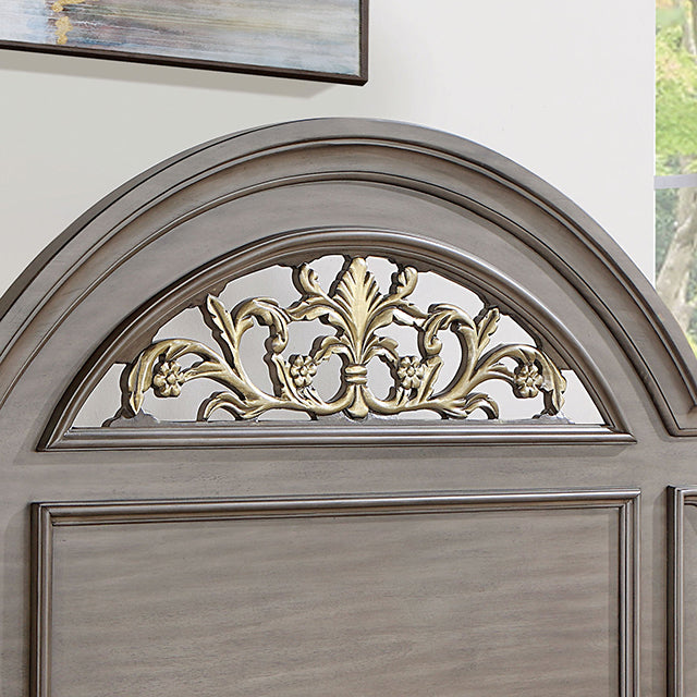 Syracuse Bed Cherry & Grey - U&U Home Budget Furniture (Carteret, NJ)