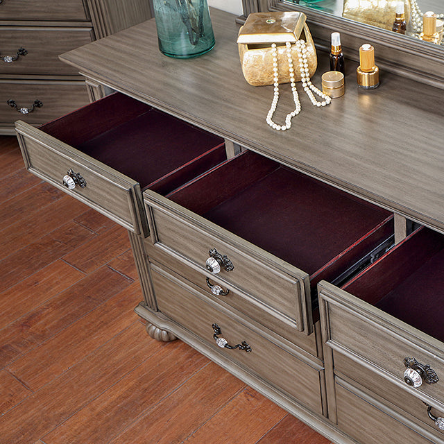 Syracuse Bed Cherry & Grey - U&U Home Budget Furniture (Carteret, NJ)