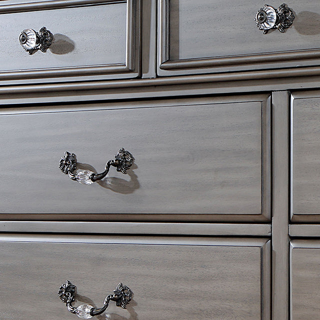 Syracuse Bed Cherry & Grey - U&U Home Budget Furniture (Carteret, NJ)