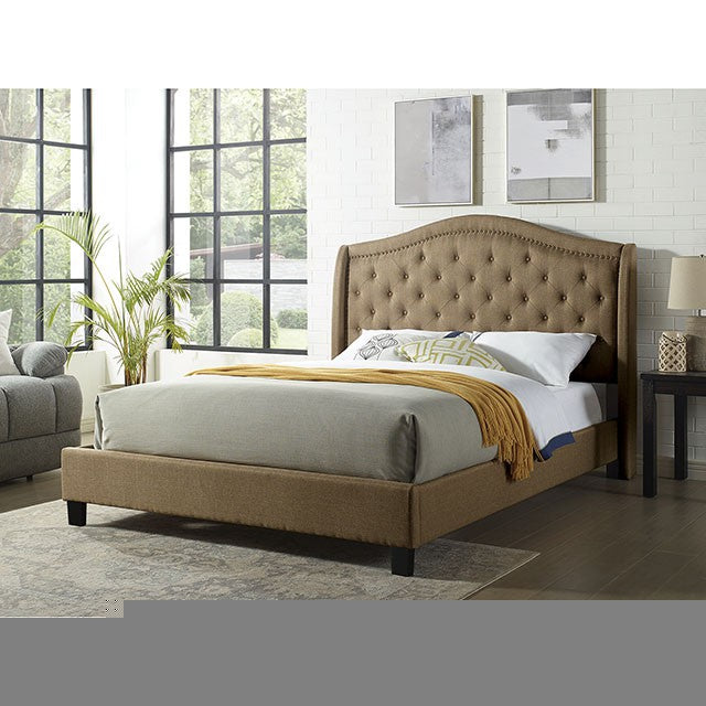 Carly Cal.King, E.King, Full, & Queen Bed Grey & Brown - U&U Home Budget Furniture (Carteret, NJ)