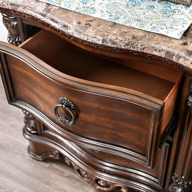 Menodora Brown Cherry Night Stand - U&U Home Budget Furniture (Carteret, NJ)