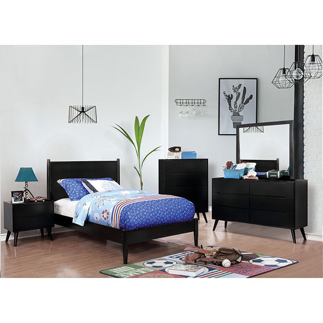 Lennart Bed Oak, Black, Gray, & White - U&U Home Budget Furniture (Carteret, NJ)