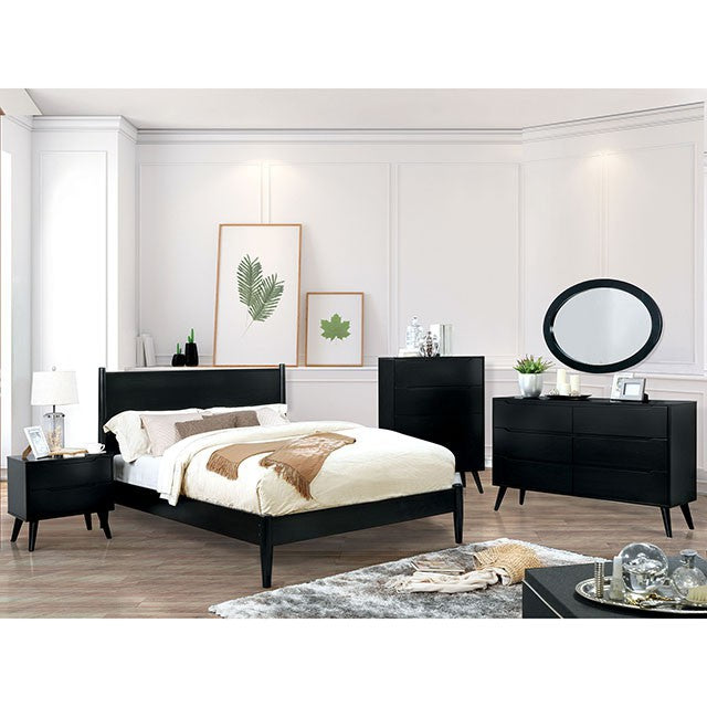 Lennart Bed Oak, Black, Gray, & White - U&U Home Budget Furniture (Carteret, NJ)