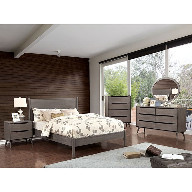 Lennart Bed Oak, Black, Gray, & White - U&U Home Budget Furniture (Carteret, NJ)