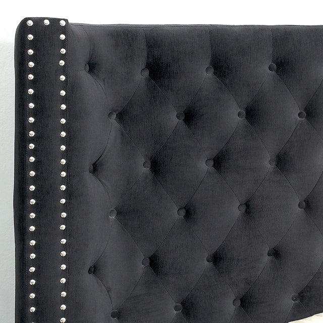 Rosabelle Bed Black, Grey, & Ivory - U&U Home Budget Furniture (Carteret, NJ)