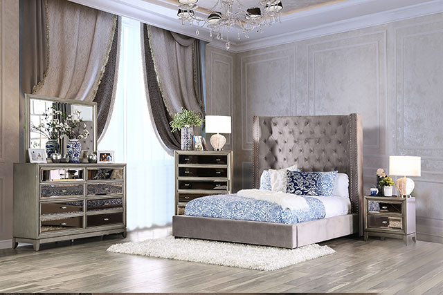 Rosabelle Bed Black, Grey, & Ivory - U&U Home Budget Furniture (Carteret, NJ)