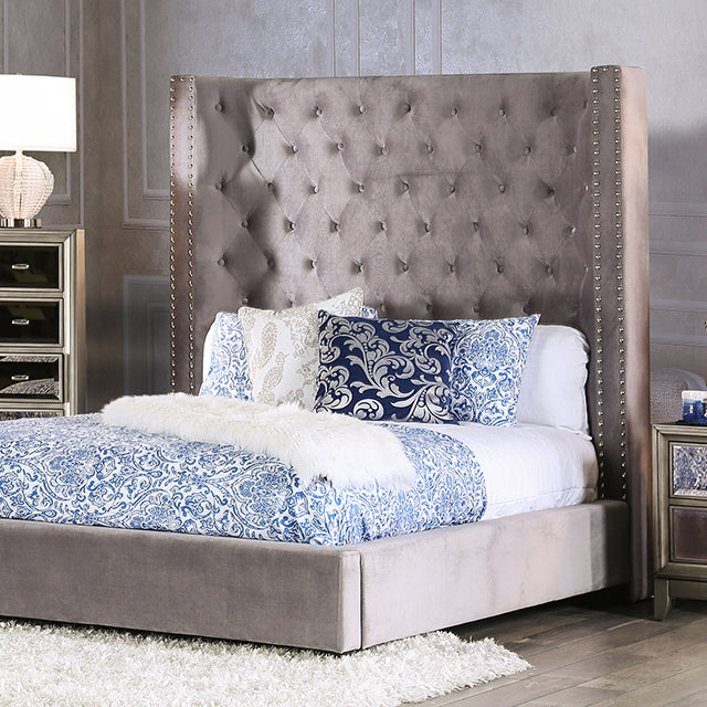 Rosabelle Bed Black, Grey, & Ivory - U&U Home Budget Furniture (Carteret, NJ)