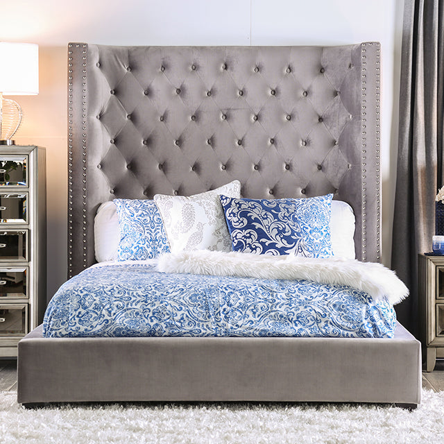 Rosabelle Bed Black, Grey, & Ivory - U&U Home Budget Furniture (Carteret, NJ)