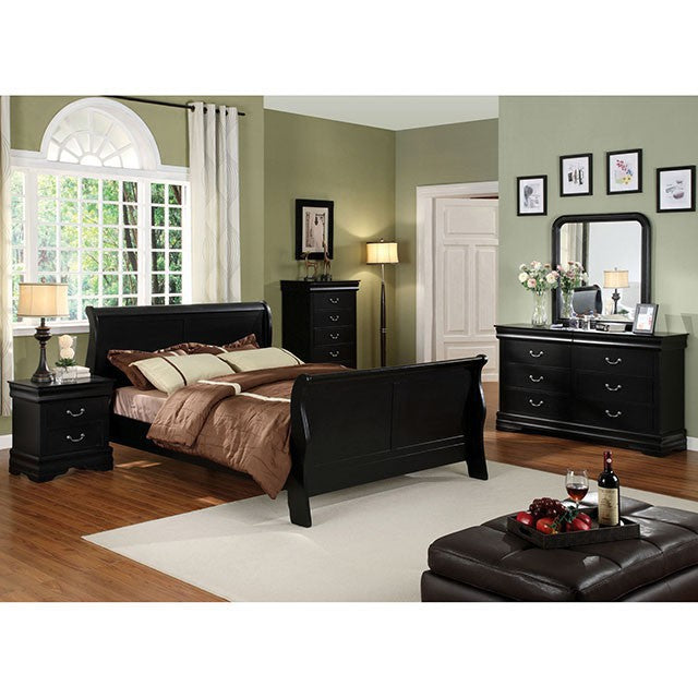 Louis Philippe Cal.King Bed Black & Grey - U&U Home Budget Furniture (Carteret, NJ)