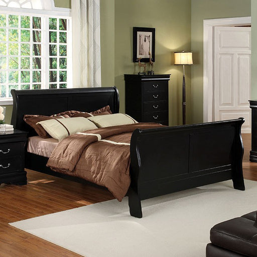 Louis Philippe Cal.King Bed Black & Grey - U&U Home Budget Furniture (Carteret, NJ)