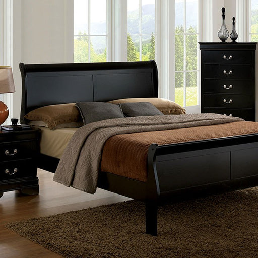 Louis Philippe Bed Black, White, & Cherry - U&U Home Budget Furniture (Carteret, NJ)