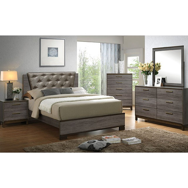 MANVEL Two-Tone Antique Gray Mirror - U&U Home Budget Furniture (Carteret, NJ)