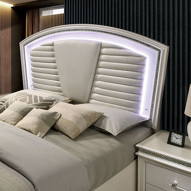 Maddie Bed White & Silver - U&U Home Budget Furniture (Carteret, NJ)