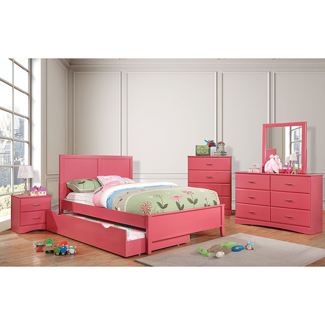 PRIAM Full & Twin Bed, White/Gray, Pink, Chrome, & Yellow - U&U Home Budget Furniture (Carteret, NJ)