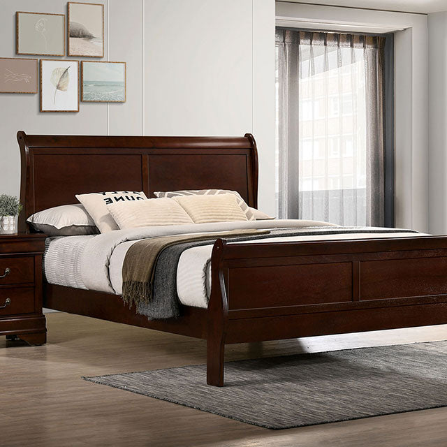 Louis Philippe E.King Bed Black, Cherry, & Gray - U&U Home Budget Furniture (Carteret, NJ)