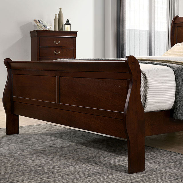 Louis Philippe E.King Bed Black, Cherry, & Gray - U&U Home Budget Furniture (Carteret, NJ)