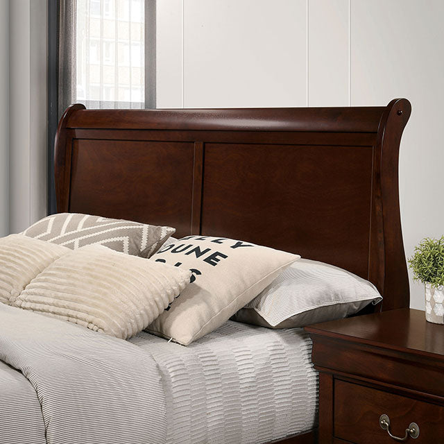 Louis Philippe E.King Bed Black, Cherry, & Gray - U&U Home Budget Furniture (Carteret, NJ)