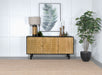 Aminah 3-door Wooden Accent Cabinet Natural and Black - U&U Home Budget Furniture (Carteret, NJ)