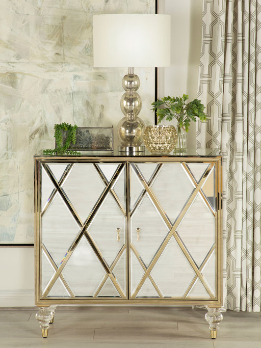 Astilbe 2-door Accent Cabinet Mirror and Champagne - U&U Home Budget Furniture (Carteret, NJ)