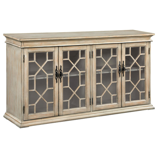 Kiara Glass Door Accent Cabinet Light Honey - U&U Home Budget Furniture (Carteret, NJ)