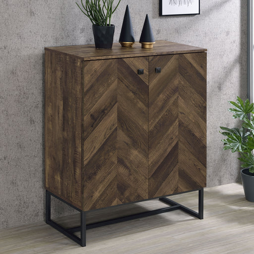 Carolyn 2-door Accent Cabinet Rustic Oak and Gunmetal - U&U Home Budget Furniture (Carteret, NJ)