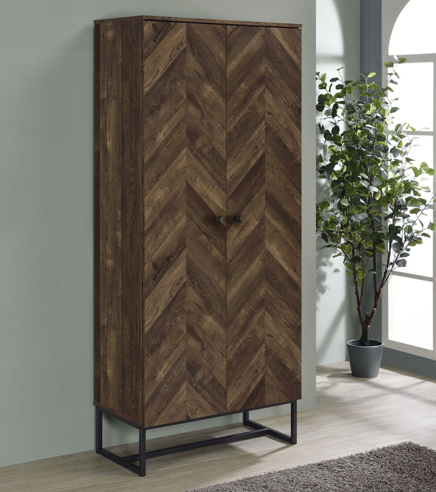 Carolyn 2-door Accent Cabinet Rustic Oak and Gunmetal - U&U Home Budget Furniture (Carteret, NJ)