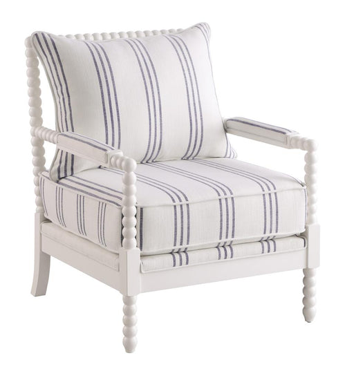 Blanchett Upholstered Accent Chair with Spindle Accent White and Navy - U&U Home Budget Furniture (Carteret, NJ)