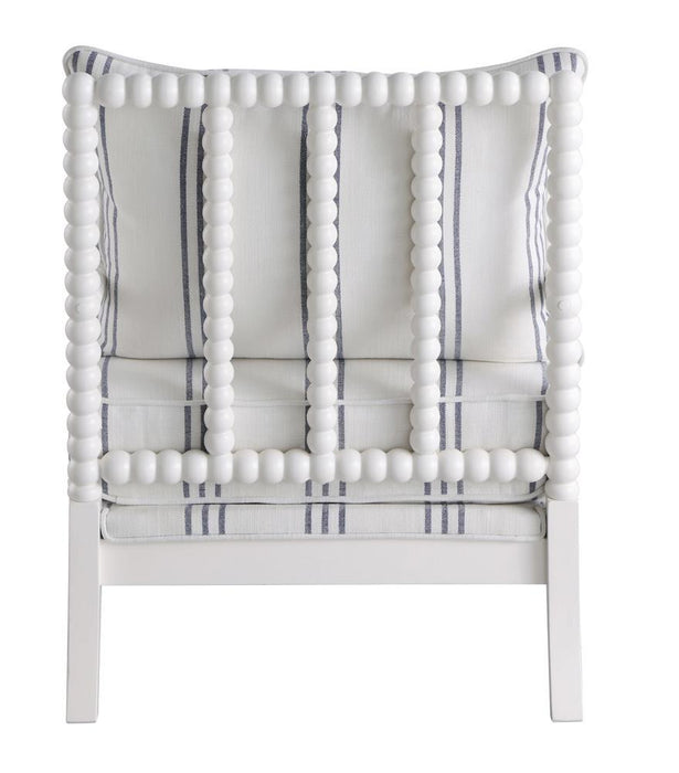 Blanchett Upholstered Accent Chair with Spindle Accent White and Navy - U&U Home Budget Furniture (Carteret, NJ)
